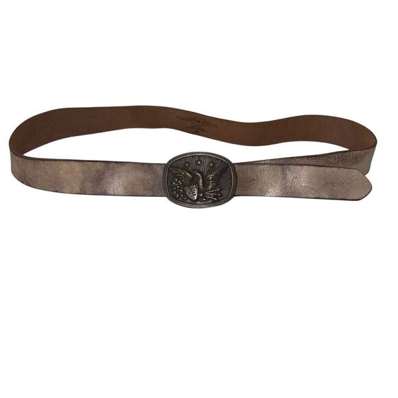 American Eagle Distressed Brown Leather Belt with Antique Eagle Buckle size 40 main image 5